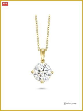 3ct Lab Grown Diamond Solitaire Necklace 14K Yellow Gold